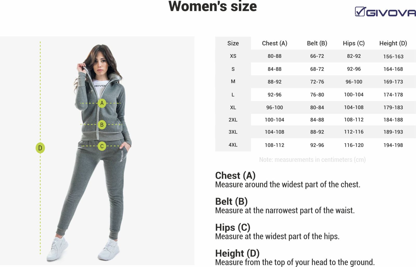 Size charts - GIVsport & GIVprint