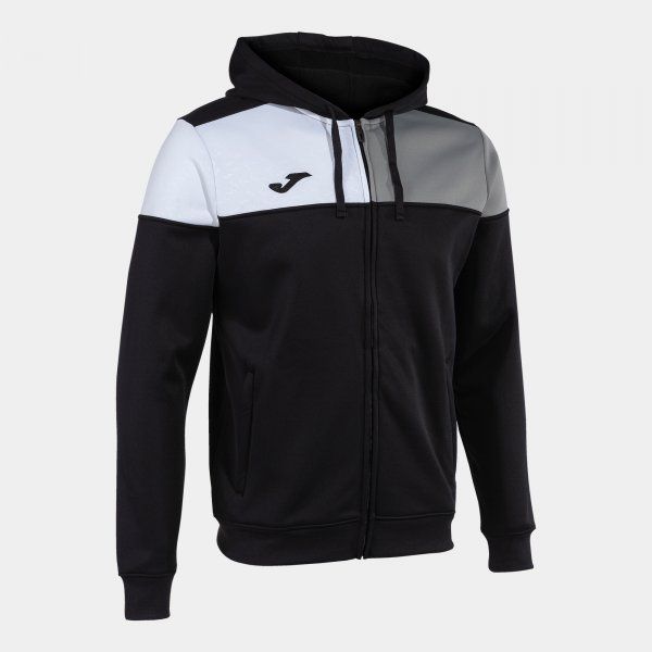 CREW V ZIP-UP HOODIE BLACK GREY WHITE S