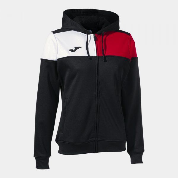 CREW V ZIP-UP HOODIE mikina čierna červená biela S