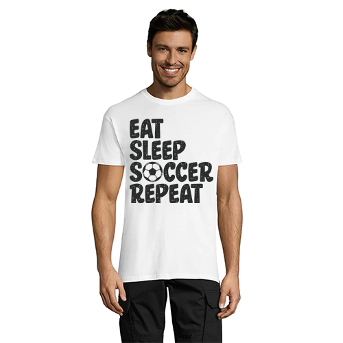 Eat Sleep Soccer Repeat pánske tričko biele L