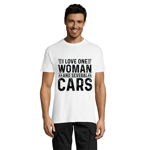 I Love One Woman and Several Cars pánske tričko biele 3XS