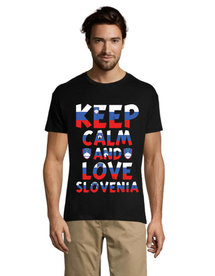 Keep calm and love Slovenia pánske tričko čierne 3XS