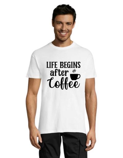 Life begins after Coffee pánske tričko biele S