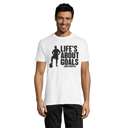 Life's About Goals pánske tričko biele 5XL