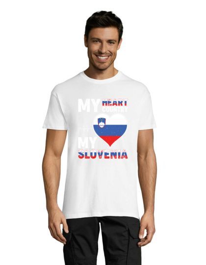 My hearth, my Slovenia pánske tričko biele 2XS