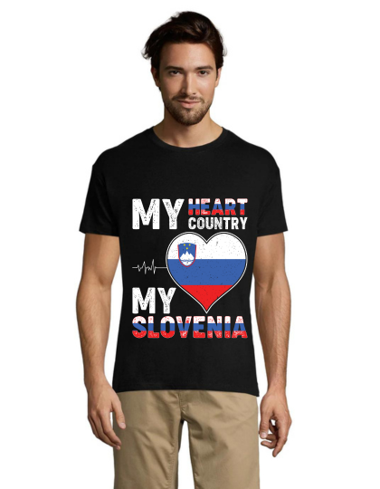 My hearth, my Slovenia pánske tričko čierne 2XS