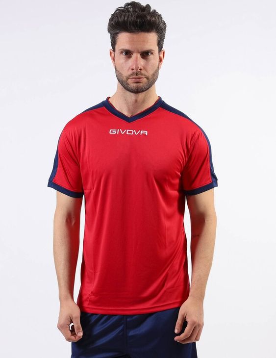 SHIRT REVOLUTION INTERLOCK ROSSO/BLU Tg. 4XS